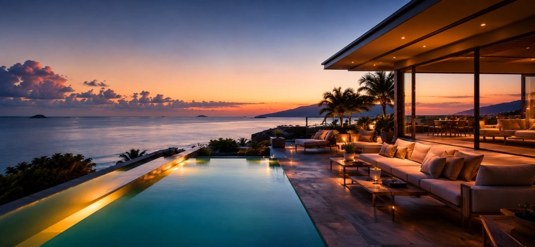 Luxury villa at sunset