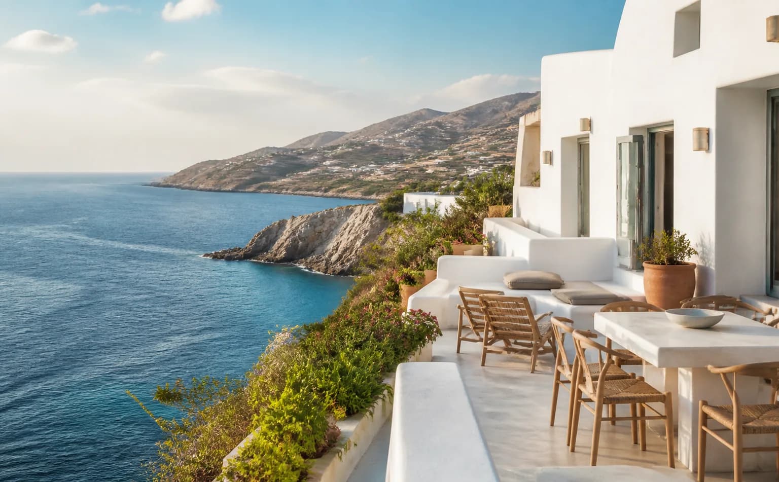 Mediterranean vacation property terrace with sea view